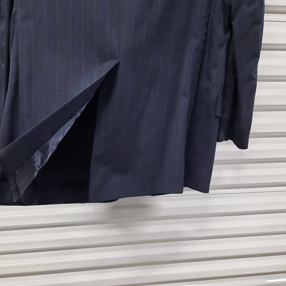 Vintage Hart Schaffner Marx Suit Blazer Men 44R Blue Stripe Sport Coat Wool - Picture 7 of 9